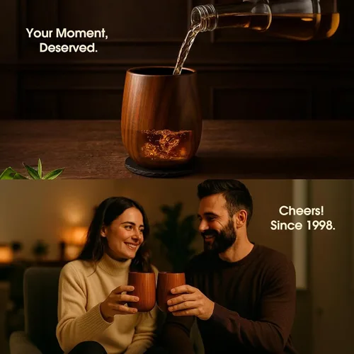 Miniatura 9 de Bonteck Vaso grande de madera carbonizada original de Bourbon Vaso de whisky de madera carbonizada de 14 onzas Regalos de bourbon para hombres