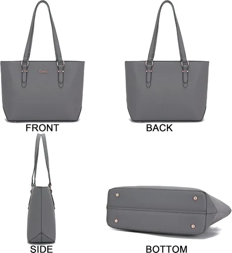 Miniatura 6 de YZAOLL Bolsos para mujer de cuero sintético, medianos y grandes, bolso de hombro, cartera, juego de bolso de mano y billetera