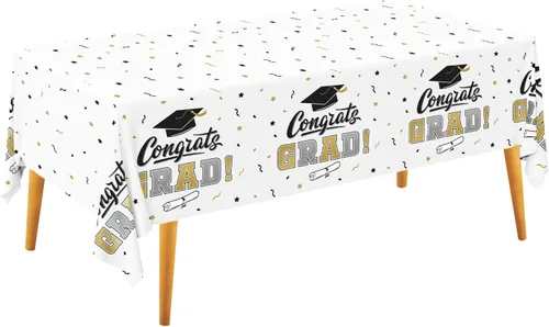 Miniatura 12 de Gatherfun Decoraciones de graduación, mantel de graduación Gongrats para suministros de fiesta de graduación, 3 manteles de clase de 2026, 54 x 108