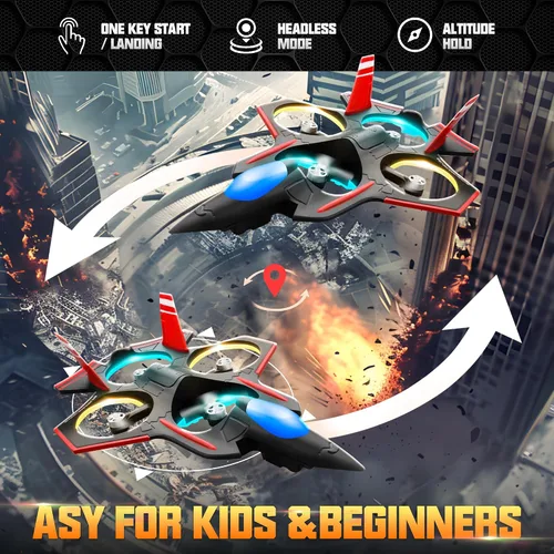 Miniatura 5 de Avión RC sin escobillas BEZGAR con cámara Avión de control remoto de 2.4GHz, drones de giro de 6 ejes para niños, helicóptero RC, caza de combate