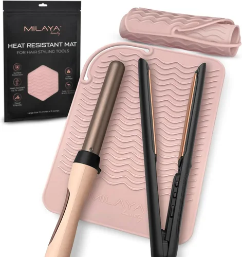 Alfombrilla profesional de silicona resistente al calor de tamaño grande, para colocar todo tipo de planchas de pelo, rizadores, planchas para Oro
