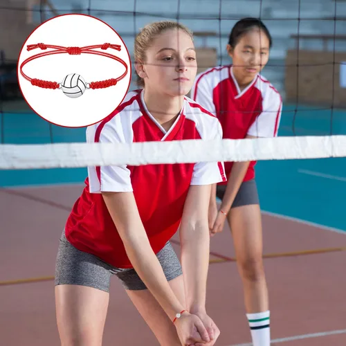 Miniatura 19 de 20 pulseras de voleibol ajustables, cuerda trenzada con dije de voleibol para niñas, mujeres, hombres, adolescentes, la mayoría de jugadores