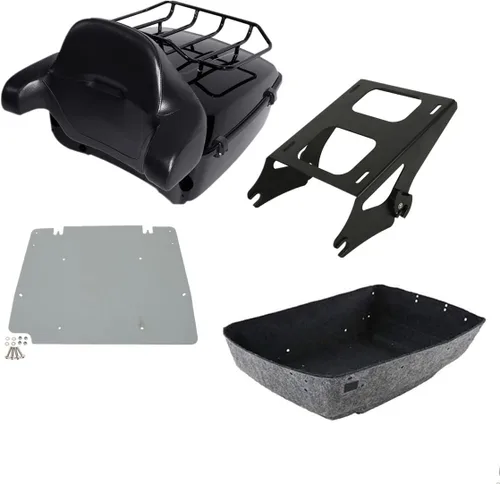 Miniatura 25 de TCMT King - Caja para maletero de motocicleta, almohadilla para respaldo, portaequipajes, altavoces, luces laterales, luz trasera para Harley