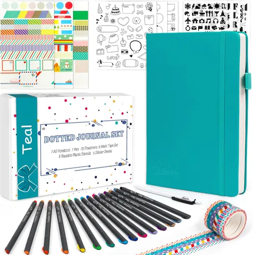 Miniatura 12 de feela Kit de Diario con Puntos, Cuaderno Planificador de Tapa Dura con Cuadrícula de Puntos para Principiantes Mujeres y Niñas, Toma de Notas