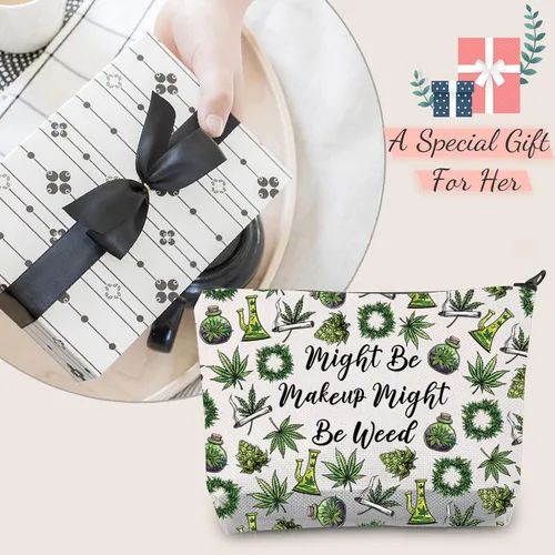 Miniatura 6 de JXGZSO Divertida bolsa de maquillaje de malezas con cremallera regalos para mujeres podría ser maquillaje podría ser bolsa de cosméticos de malezas