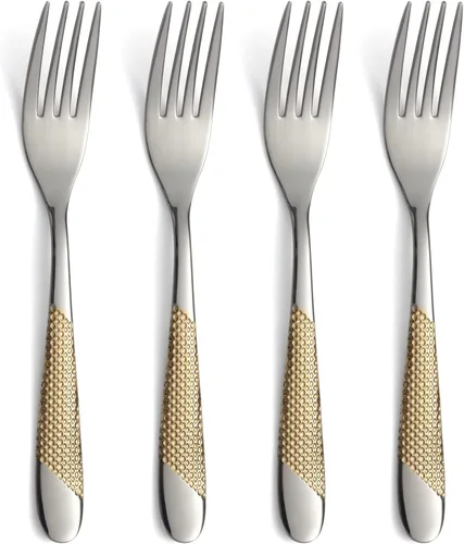 Miniatura 8 de Juego de 4 tenedores de acero inoxidable, cubiertos y tenedores de postre para el hogar, cocina, restaurante