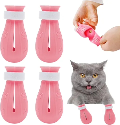 4 botas de gato solo para gatos, protectores de patas, zapatos para heridas de patas, botas de silicona antiarañazos para baño, cortaúñas, limpieza