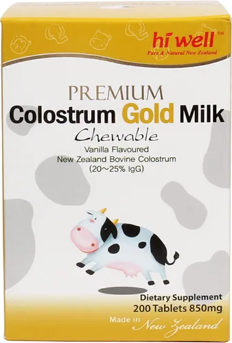 Miniatura 7 de Hi Well Premium - Leche de calostro bovino de Nueva Zelanda 200 comprimidos masticables de inmunoglobulina G (Igg) 20 ~ 25% (paquete de 3)