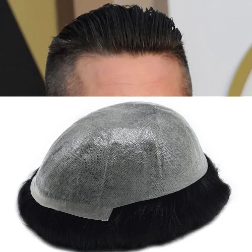 Miniatura 43 de Toupee Hair for Men Hair Piece 0.002 in Ultra Thin Skin Mens Toupee Sistema de reemplazo de cabello humano para hombres, prótesis capilar