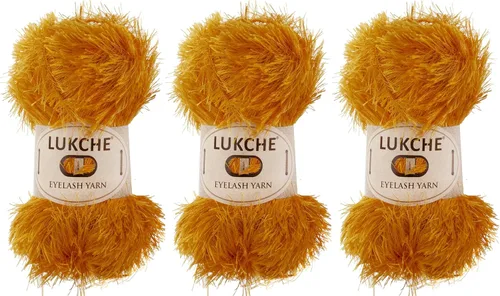 Miniatura 29 de Hilo de Pelo de Pestañas de Diversión de Lana de Felpa Premium 100% Poliéster 164 Yardas (150 Mt), 3.53 Oz (100 Gr) Hilo de Crochet Colorido DIY