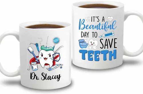 Miniatura 19 de Taza de café blanca personalizada para dentista ortodoncista de 11 onzas, 15 onzas, un dentista verdaderamente genial es difícil de encontrar