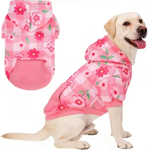 Miniatura 27 de KOOLTAIL Sudadera a cuadros con capucha, con gorro y bolsillo, para perros pequeños, medianos y grandes y gatos, abrigo suave y cálido para invierno