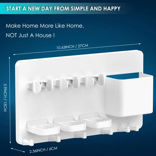 Miniatura 8 de simpletome - Soporte adhesivo para cepillo de dientes eléctrico, montaje en pared, color blanco No Drilling Required Adhesive Installation
