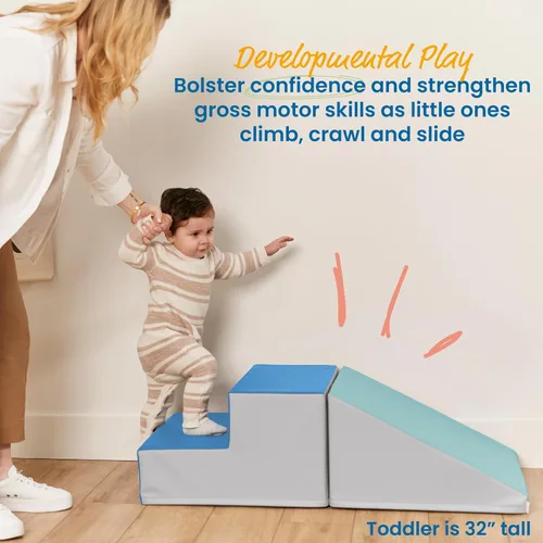 Miniatura 3 de ECR4Kids Softzone Little Me Climb and Slide, conjunto de juego para niños pequeños, contemporáneo, 2 piezas