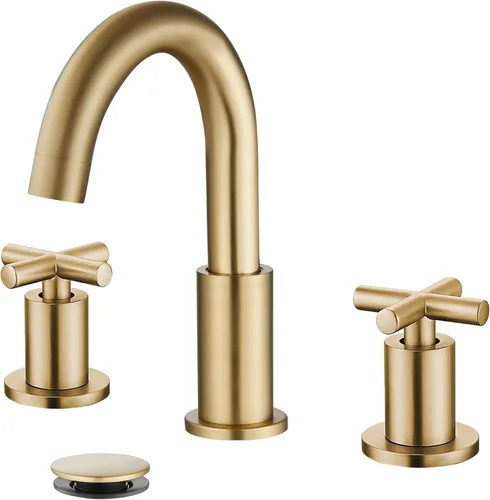 Miniatura 11 de gotonovo Grifo de baño de 3 agujeros de 8 pulgadas, grifo de tocador para fregadero de baño, 2 manijas cruzadas, lavabo de montaje en cubierta