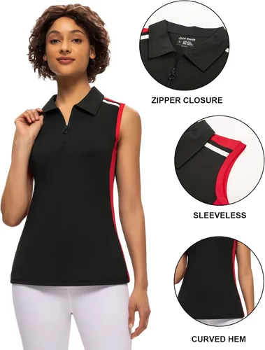 Miniatura 3 de JACK SMITH Polo de golf sin mangas para mujer con cuello con cremallera para mujer, secado rápido