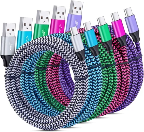 Miniatura 2 de Cable de carga para Galaxy S26 C de carga rápida, paquete de 5 cables de automóvil USB C de 6 pies para Android, compatible con Samsung Galaxy S26
