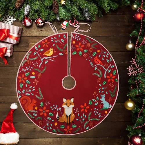 Miniatura 4 de Falda de árbol de Navidad de 36 pulgadas, animales del bosque, decoración de falda de árbol de Navidad para casa de campo, rústico, Navidad