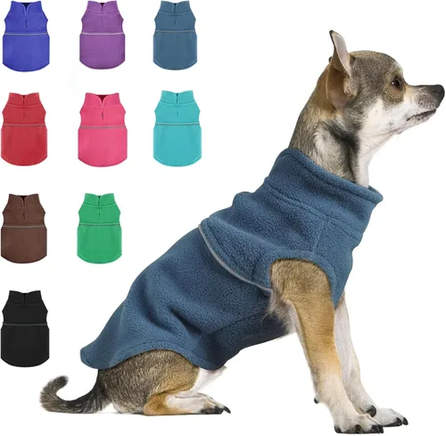 Miniatura 24 de Suéteres para perros pequeños hembra, chaleco de forro polar para perro con agujero para correa, suéter pullover cálido, chaqueta para cachorro