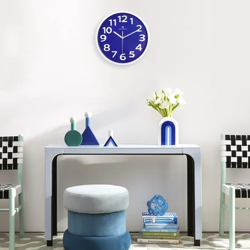 Miniatura 3 de Lafocuse Reloj de pared azul con números 3D de 12 pulgadas para decoración de sala de estar, moderno reloj de pared de cocina funciona