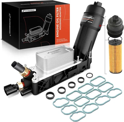 A-Premium Conjunto Adaptador de Carcasa para Filtro de Aceite y Enfriador de Aceite del Motor Compatible con 3.6L 2011-2013 Ram 1500, Jeep Grand