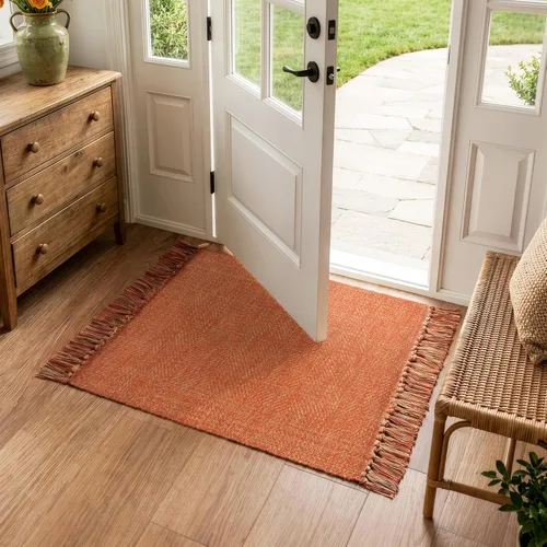 Miniatura 90 de Collive - Tapete de pasillo de cocina, 2 x 4.3 pies, tejido a mano, reversible, lavable, de algodón, color blanco/beige, para baño, pasillo