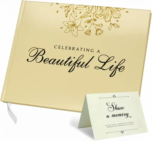 Libro de invitados Only Zest Celebración de la Vida – Libro de invitados funerario para servicio conmemorativo | Letrero de registro en memoria