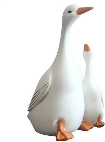 ZEshops Estatua de resina realista de pato y patitos para decoración de patio, escultura duradera y dibujada a mano (tamaño extra grande (8.7 in x