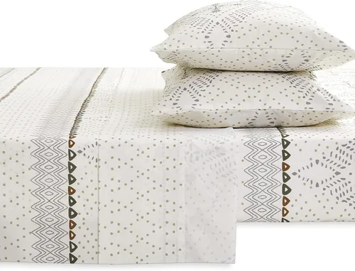 Miniatura 2 de Wake In Cloud - Sábanas bohemias, juego de sábanas de 4 piezas, ropa de cama bohemia elegante con diseño geométrico occidental y azteca, bolsillo