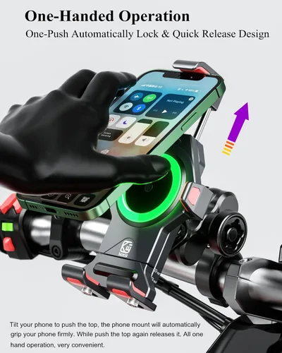Miniatura 6 de BRCOVAN Soporte de teléfono para motocicleta de aleación de aluminio con cargador inalámbrico Qi de 15 W y amortiguador de vibraciones, soporte