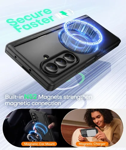 Miniatura 4 de BERFY Funda para Samsung Galaxy Z Fold 7 con Protector de Pantalla de Privacidad, [Compatible con MagSafe][Anti Espía] Soporte Plegable Oculto