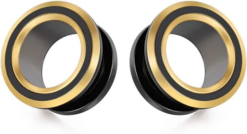 2PCS 316L Acero Inoxidable Dos Colores Tornillo Túnel Oído Tapón Expansor Estirador Calibre 0G-1"