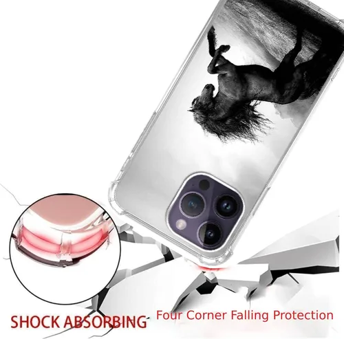 Miniatura 3 de Funda de teléfono de caballo negro compatible con iPhone 14 Pro Max, funda de caballo exquisita y fresca para iPhone 14 Pro Max, funda protectora