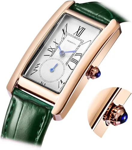 Miniatura 2 de carlien Reloj de cuarzo para mujer elegante reloj de vestir rectangular con correa de cuero y corona de zafiro