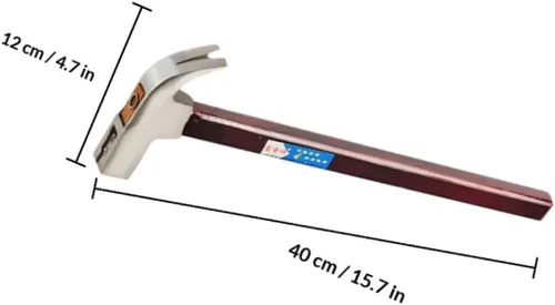Miniatura 6 de TEHAUX Martillo de mango de madera profesional Cabeza de acero antideslizante para eliminación de uñas de martillo de garra Café