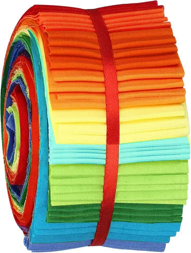 Miniatura 10 de 40 piezas de rollo de tela de algodón blanco de patchwork de Jelly, tiras de tela de algodón enrollables de 2.55 pulgadas, tela de patchwork