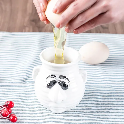 Miniatura 4 de Divertido separador de huevos de cocina, taza separadora de huevo de cerámica de dibujos animados y yema, apto para lavavajillas, regalo creativo