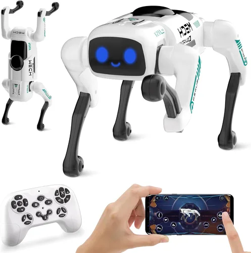 Miniatura 9 de Kit de perro robot 3 en 1 con ruedas, más de 30 acciones biónicas, voz y control remoto, movimientos programables, batería recargable, juguete
