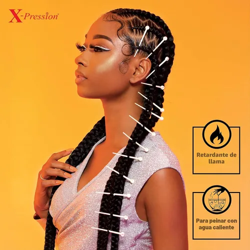 Miniatura 6 de Sensationnel X-pression - Trenza preestirada para trenzado - 6 piezas de trenza de 58 pulgadas, todo kanekalon retardante de llama sintético