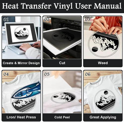Miniatura 6 de Flasoo Rollos de Vinilo de Transferencia de Calor, 12" x 24 pies Vinilo HTV de Planchar para Camisas, Compatible con Todas las Máquinas de Corte