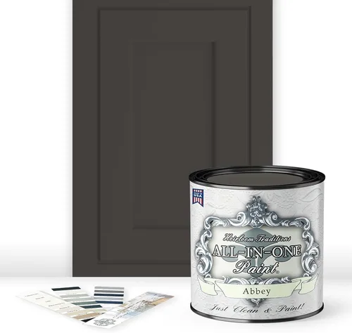 Miniatura 123 de Pintura TODO EN UNO, Abbey (gris cálido), Muestra de 8oz - Pintura duradera para gabinetes y muebles. Imprimación y capa superior incorporadas,