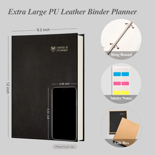 Miniatura 5 de EMSHOI Agenda diaria sin fecha de 9.2 x 12 pulgadas, bloc de notas grande de lista de tareas, 240 páginas de recambio, planificador de carpetas