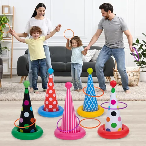 Miniatura 6 de Juego inflable de lanzamiento de anillos, juegos de fiesta de cumpleaños, juego de lanzamiento de anillos para niños y adultos, decoración de fiesta