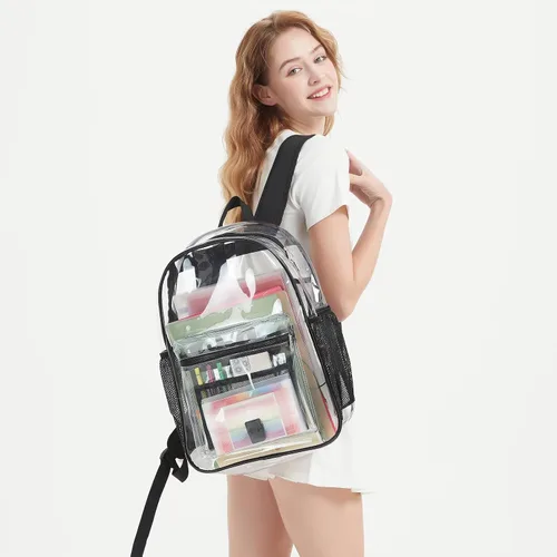 Miniatura 5 de Mochila transparente, mochila transparente de PVC resistente, bolsa transparente para libros, mochilas transparentes para viajes de conciertos