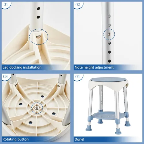 Miniatura 7 de Silla Taburete de Ducha para Interior de Ducha, Taburete de Plástico Pequeño de Esquina Mejorado para Adultos Mayores, Asiento Taburete de Ducha