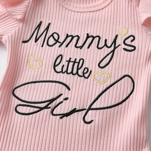 Miniatura 3 de Conjunto de ropa de bebé niña de manga larga con volantes y pantalones con diadema