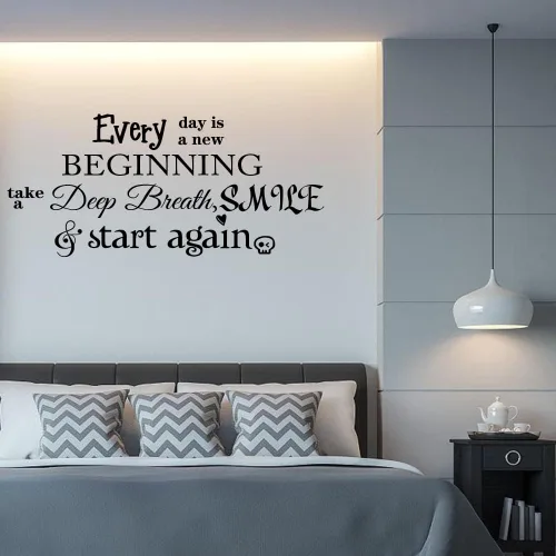 Miniatura 5 de Every Day is a New Beginning Take a Deep Breath Smile and Start Again - Calcomanías de vinilo para pared, citas artísticas, inspiradoras, frases
