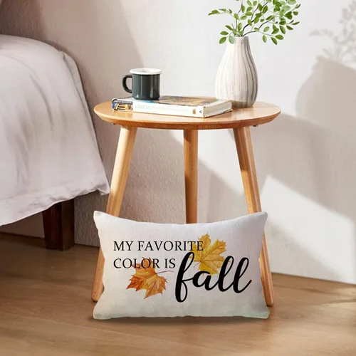 Miniatura 3 de ULOVE LOVE YOURSELF Paquete de 2 fundas de almohada de otoño con texto otoñal/hojas de arce, decorativas, rectangulares/lumbar, funda de cojín de 12