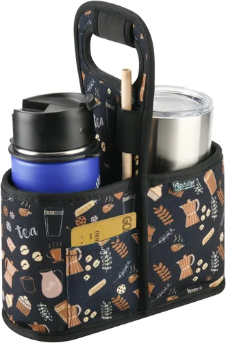 Miniatura 9 de Beautyflier Portabebidas con Asa para Entrega Portavasos de Café Aislado Reutilizable Portabebidas Portátil Soporte para 2 Tazas con Asa Organizador