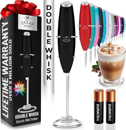 Miniatura 18 de Zulay Kitchen Espumador de leche de mano con pilas Duracell AA – Mezclador eléctrico ultrarrápido y creador de espuma, mezclador de bebidas fácil